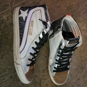Golden Goose Women's Black and Silver High-Top Sneakers